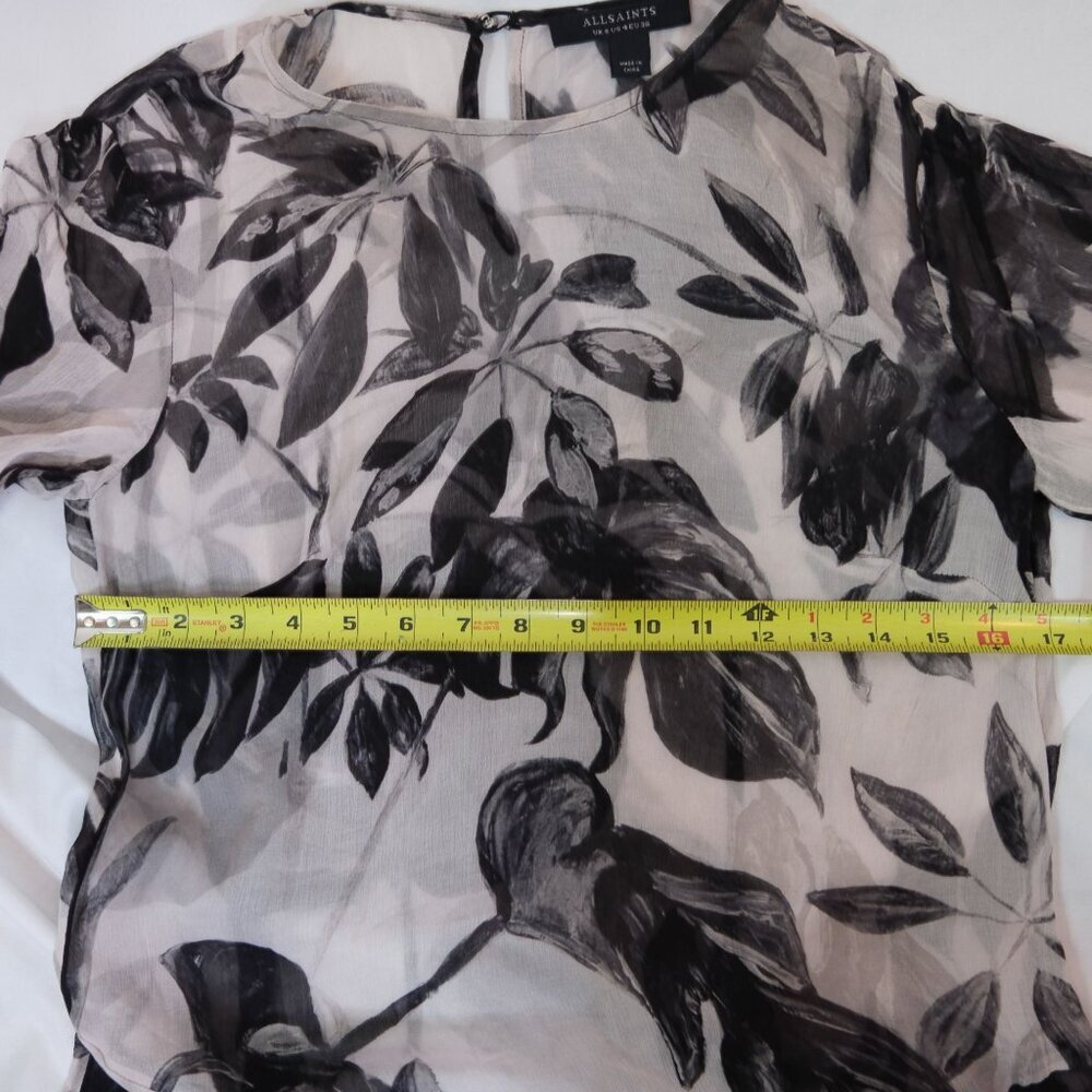 ALLSAINTS Ria Jackie Monochrome Floral Maxi Dress Size 8 - Picture 9 of 10